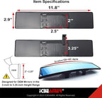 11.8" ICBEAMER Clip On Rear View Mirror | Convex Blue Tint Glass, Panoramic Wide Angle HD Glass, Anti Glare, Universal Fit for Car, SUV, Truck | Eliminates Blind Spots (1 Pack)