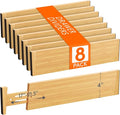 Lifewit 4" High 8 Pack Bamboo Drawer Dividers 43-54cm/17-21.5" Adjustable Wooden Drawer Organizer for Clothes/Utensils, Expan