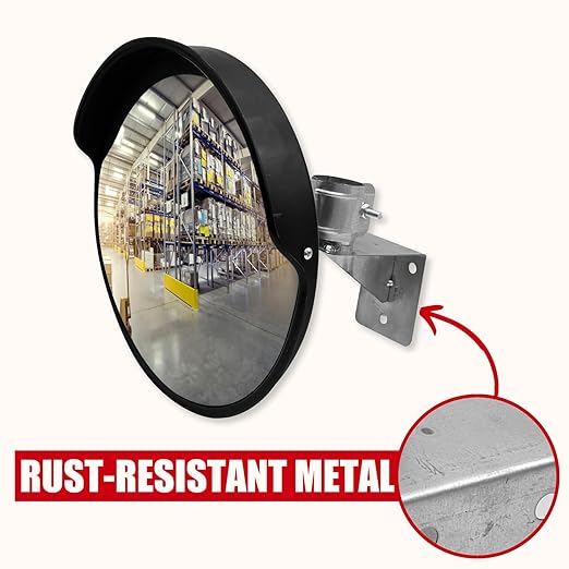 SecurityMan Large 24 Inch Convex Mirror for Blind Spots - Shatterproof Polycarbonate, 180° Wide View for Driveways, Intersections, Warehouses, Roads, and Large Areas - Indoor & Outdoor Security Mirror