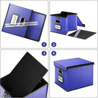 Huolewa Decorative Leather File Organizer Storage Boxes with Lids Set of 4, Document Boxes Organizer, Filing Boxes, Decorativ