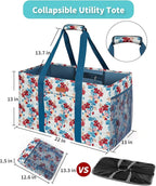 WONDAY Extra Large Reusable Grocery Bag Carrier with Handle, Thirty One Utility Tote Foldable for Shopping and Beach