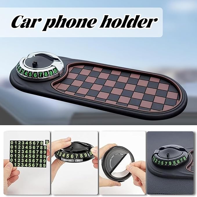 Multifunction Car Anti-Slip Mat, 360° Rotating Universal Phone Pad Holder, Car Anti Slip Mat Dashboard Mobile Phone Holder, w