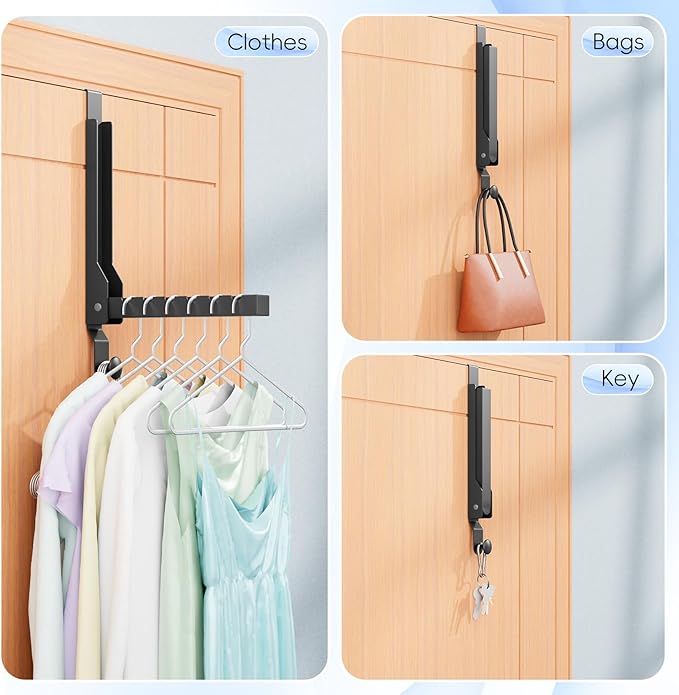 2 Pack Over The Door Hanger Folding Clothes Drying Rack, Folding Hanging Coat Rack for Indoor Laundry Room Compact Small Spac