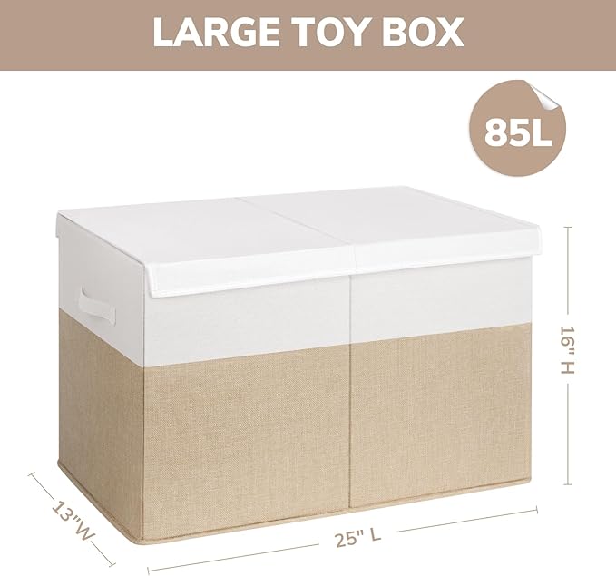 INDRESSME Large Toy Box with Lid, Collapsible Toy Storage Organizer Chest with Divider, Foldable Toy Bin for Kids Boys Girls 