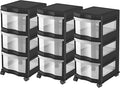 Life Story Classic 3 Shelf Storage Organizer Plastic Drawers, Black (3 Pack)