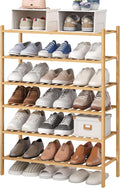 viewcare 6-Tier Bamboo Shoe Rack for Entryway, Stackable | Foldable | Natural, Shoe Organizer for Hallway Closet, Free Standi
