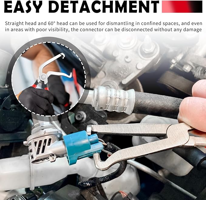 7PCS Automotive Electrical Terminal Connector Separator Removal Tool Kit,60°/Straight/Dual Head Electrical Disconnect Pliers 