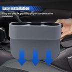 Car Cup Holder, Auto Front Seat Organizer, Multifunctional Cup Drink Holders with PU Leather Cover, Gap Filler Storage Box Coin Bucket Console Side Pocket Cell Mobile Phone Holder (Gray)