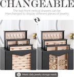 Homde Jewelry Organizer with Transparent Window Necklace Hooks Gift for Women Jewelry Box Display Case for Necklaces Rings Ea