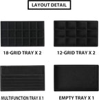 Frebeauty Jewelry Organizer Tray,Stackable Velvet Jewelry Trays,Drawer Inserts Earring Organizer For Women Jewelry Storage Di