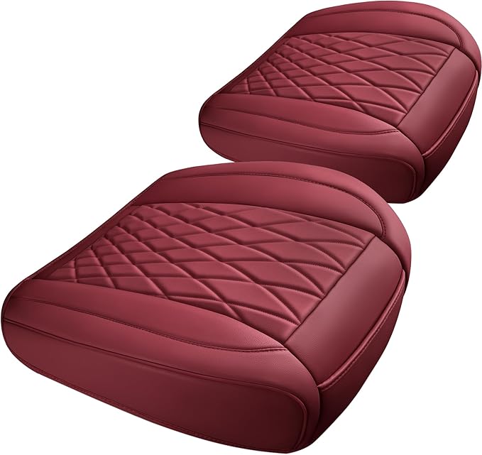 CAR PASS 2 Pack Leather Front Car Seat Covers, Bottom Seat Covers Full Wrapped with Storage Pocket, Anti-Slip Leather Seat Pr