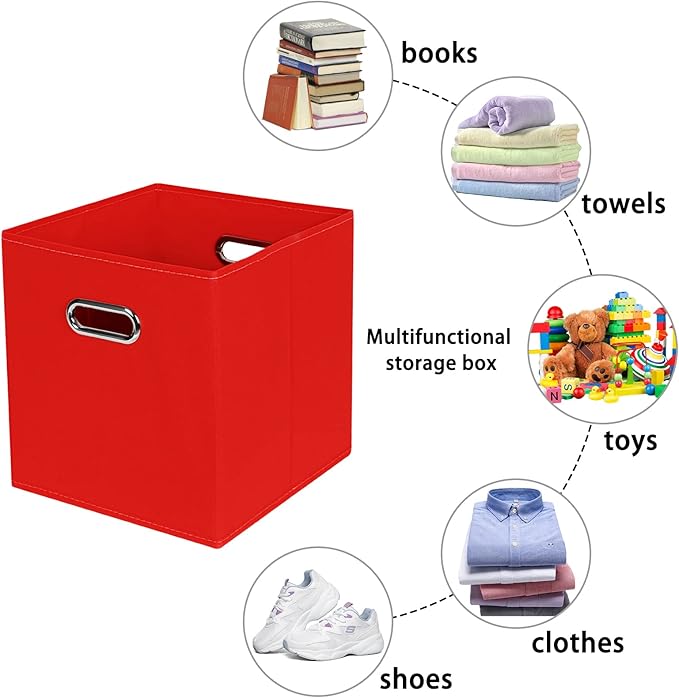 Fabric storage bins Cubes, Fabric Cube Organizer with Handle, Foldable Cube Bins for Cloth or Accessary Storage, 11x11x11, Se