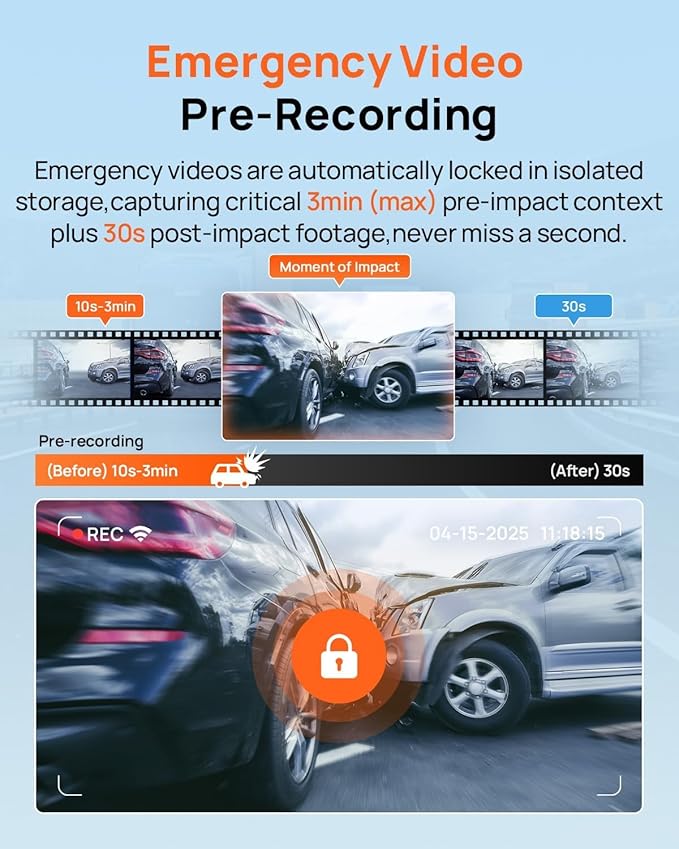 70mai 4K Dash Cam Front and Rear, Built in Wi-Fi 6 & GPS Car Camera, Super Night Vision, ADAS, 3'' IPS Screen, 24H Parking Mo