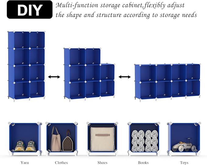 AWTATOS Cube Storage Organizer, 8 Cube Closet Organizers and Storage Shelves, DIY Stackable Bookshelf for Bedroom, Home, Admi