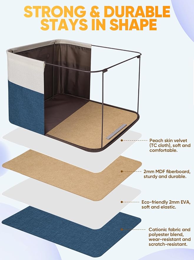BALEINE 2 Pack Fabric Closet Storage Bins for Shelves, Linen Closet Organizers and Storage, Decorative Baskets for Organizing