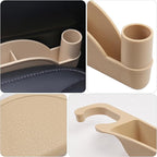 Supin Car Seat Gap Filler Set of 2, Multifunctional Seat Side Gap Filler with Organizer & Hook Function& 2 Storage for Stabilizing Phone,Keys Wallet, Fill The Gap Between Seat & Console (Beige)