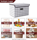 STOREONE Fabric Storage Cube Bins Foldable Organizer Container Collapsible Basket with Lids and Metal Handles, for Home, Bedr