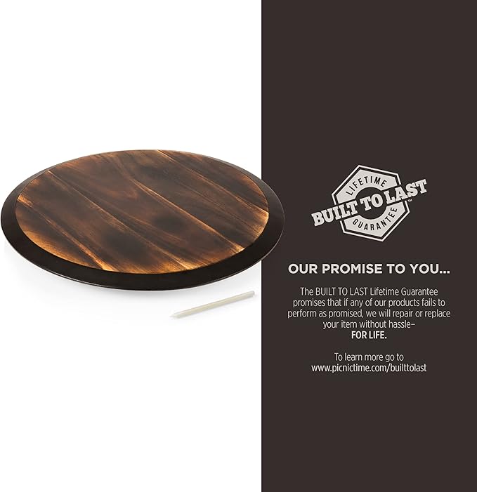 PICNIC TIME Lazy Susan Serving Tray, Wooden Turntable Round Charcuterie Board, Cheese Serving Platter, Rotating Lazy Susan Tu