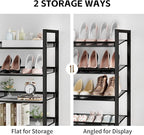 Shoe Rack, 12-Tier Metal Shoe Organizer, Tall Shoe Rack for Closet,entryway,Garage, with Adjustable Flat or Angled Shelves, 5