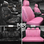 CAR PASS Bling Diamond Pink Leather Car Seat Covers Full Sets Interior Sets, Waterproof Shining Glitter Sparkly Crystal Unive
