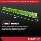 Olsa Tools Premium Wall-Mount Screwdriver Organizer - Black Nylon with Neon Green Clips - Holds 14 Screwdrivers - Part: 1031