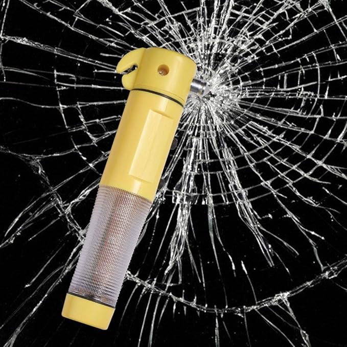 XhuangTech 4 in 1 Car Safety Hammer, Emergency Escape Tool Seat Belt Cutter with Car Window Breaker LED Flash Light Beacon Li