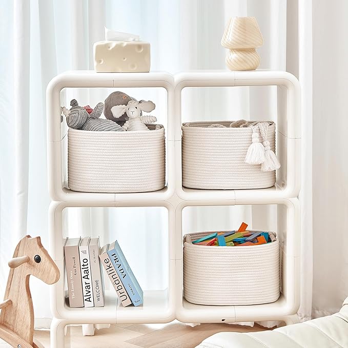 R RUNKA 3 Pack Storage Basket for Cabinet and Toy Organization - 13"x9.8"x8.7" Baskets for Storage - Baby Toy Bin - Toy Stora