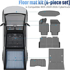 All-Weather TPE Floor Mats 6PCS -Compatible with Cybertruck 2024-2026, Full Coverage Cargo Liner & Frunk Mat Heavy-Duty Anti-Slip Interior Accessories