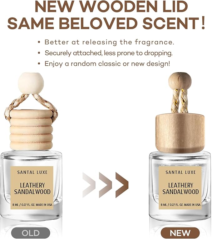 C Classy Car Air Freshener Hanging 2 Pack, Leathery Sandalwood Essential Oil Diffuser for Cars, Cute Car Accessories, Long-La