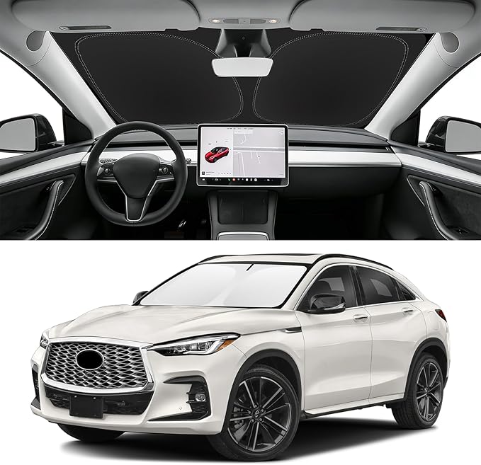 Custom Fit Windshield Sun Shade for Infiniti QX55 2022-2025, Blocks UV & Heat, Front Window Sunshade Accessories, Easy Fold & Store Keep Your Car Cooler