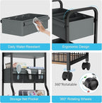 3-tier Baby Diaper Caddy Organizer and Storage Cart with 4+3 Dividers, Metal Utility Cart with Lockable Wheels for Nursery, B