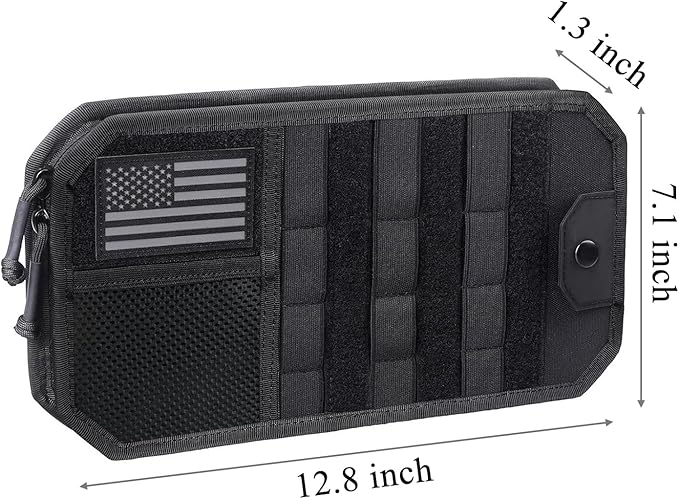 Car Visor Organizer Tactical Molle Heavy Duty Zipper Storage Pouch Car Sun Visor Organizers Storage Molle Panel Accessories for Cars SUVs Trucks