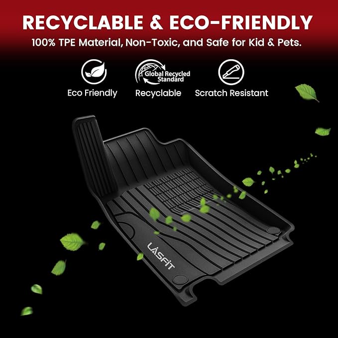 LASFIT Floor Mats for Mercedes Benz GLB 250/35 AMG 2026 2025 2024 2023 2022 2021 2020, All Weather TPE Custom Fit Floor Liners for Mercedes Benz GLB250 & GLB35 AMG 1st & 2nd Car Mats, Black