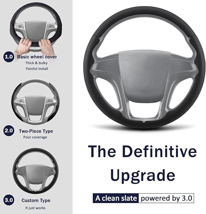 Steering Wheel Cover for Chevy (Chevrolet) Equinox 2010-2017/ GMC Terrain 2010-2017/ Buick Lacrosse 2010-2015/ Regal 2011-2013(Black)