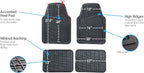 FH Group Premium Liners Tall Channel Trimmable All Weather Rubber Full Set Car Floor Mats (Black) w. Trimmable All-Season Cargo Liner (Black) - Universal Fit for Cars Trucks and SUVs