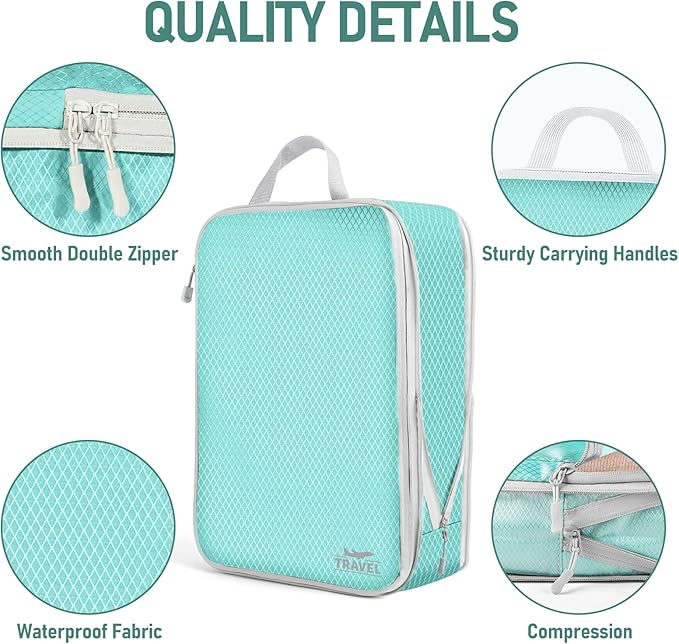 6 Set Compression Packing Cubes, Suitcase Organizer, Lightweight Travel Essentials, Compression Bags For Travel Accessories L
