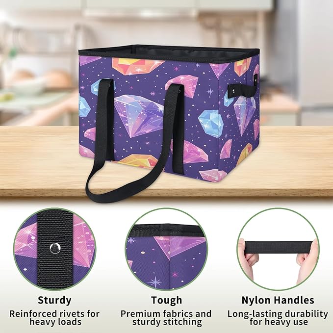 Reusable Grocery Bag, Foldable Large Shopping Tote Bag for Groceries Kitchen Picnic Car Trunk