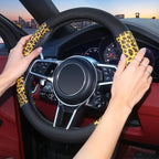 ZHOL Animal Texture Leather Steering Wheel Cover, Built-in Non-Slip Rubber Ring, Non-Toxic, Odorless, Not Fade, Suitable for 