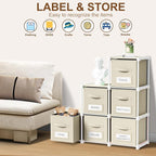 Geelin 6 Cube Storage Organizer with Fabric Bins and Labels 11 Inch, Fabric Collapsible Cubby Clothes Storage Drawer Dresser 