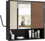 Bathroom Wall Cabinet With Mirror,wall mounted bathroom cabinet,Medicine Cabinet with 2 Door ,Side Hook,Light and Adjustable 