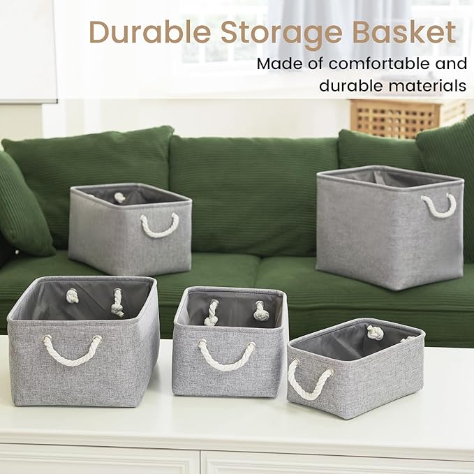 Large Storage Baskets- 15x11x10 inch Storage Bins for Shelves and Closet Organizing, Foldable Fabric Bin for Home Organizatio