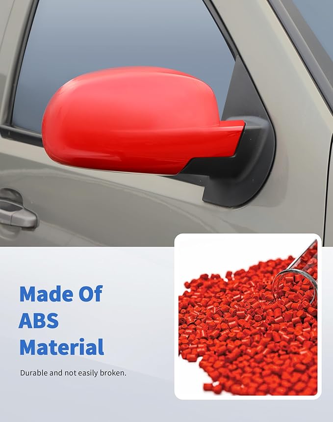 Rearview Mirror Fully Caps Covers Compatible with 2007-2014 Chevy Silverado GMC Sierra Avalanche Tahoe Suburban Yukon Escalade ESV Left Right Side View Mirror Cover Caps, Red