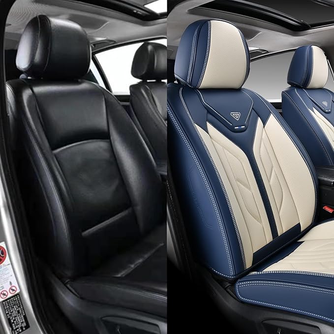 Coverado Car Seat Covers Front Seats Only, Leather Car Seat Protectors, Waterproof Seat Covers for Cars Auto Car Accessories 