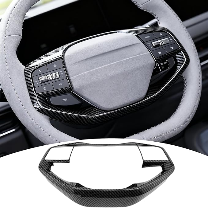 Steering Wheel Button Cover, for Kia K4 2024 2025 2026,Steering Wheel Button Panel Protection Frame Molding Trim - Carbon Fiber(for LXS, EX，LX Model)
