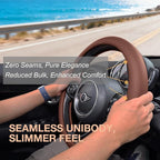PINCTROT Large Size Nappa Leather Steering Wheel Cover, Slim Fit No Bulk Design, One Piece Leather with Breathable Perforatio