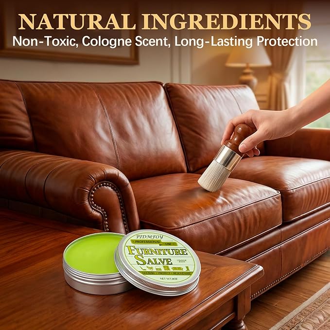 Furniture & Leather Repair Salve with Brush, Wood, Vinyl, Leather, Polisher, Cleaner and Conditioner for Furniture, Saddle, M