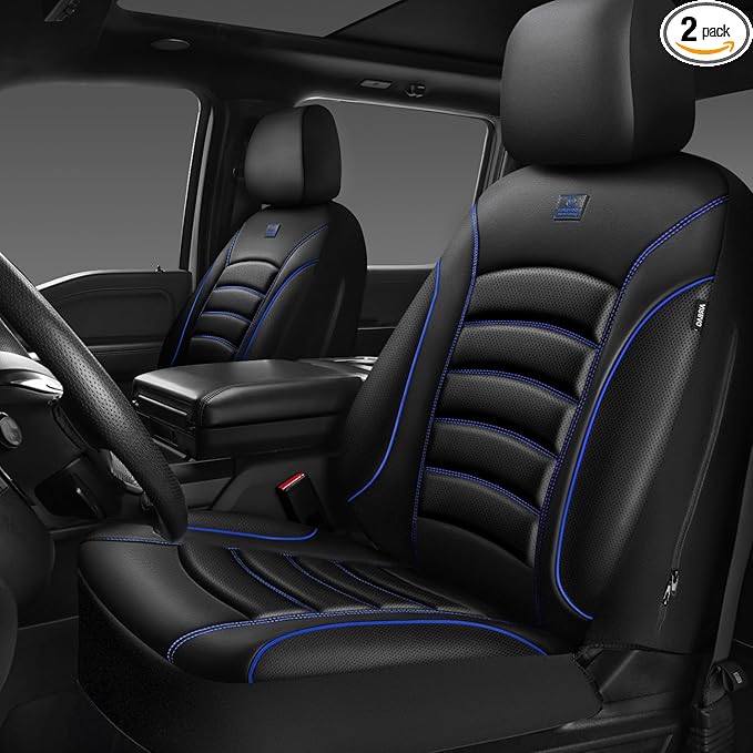 CAR PASS 3D Foam PU Leather Car Seat Covers, Universal Seat Covers Front 2 for Trucks SUV Sedan Automotive Seat Covers Armres