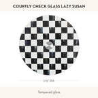 MACKENZIE-CHILDS Glass Lazy Susan, Cute Rotating Serving Board, Black-and-White Courtly Check