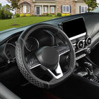 West Llama Flat Bottom Car Steering Wheel Cover for Nissan,D Shaped Steering Wheel Cover for Rogue,Altima,Kicks (Diamond Quil