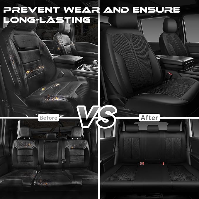 CAR PASS Leather Oxford Car Seat Covers Full Set, All-Weather Non-Slip Durable, Universal Fit for SUVs Sedans Trucks Vans Aut